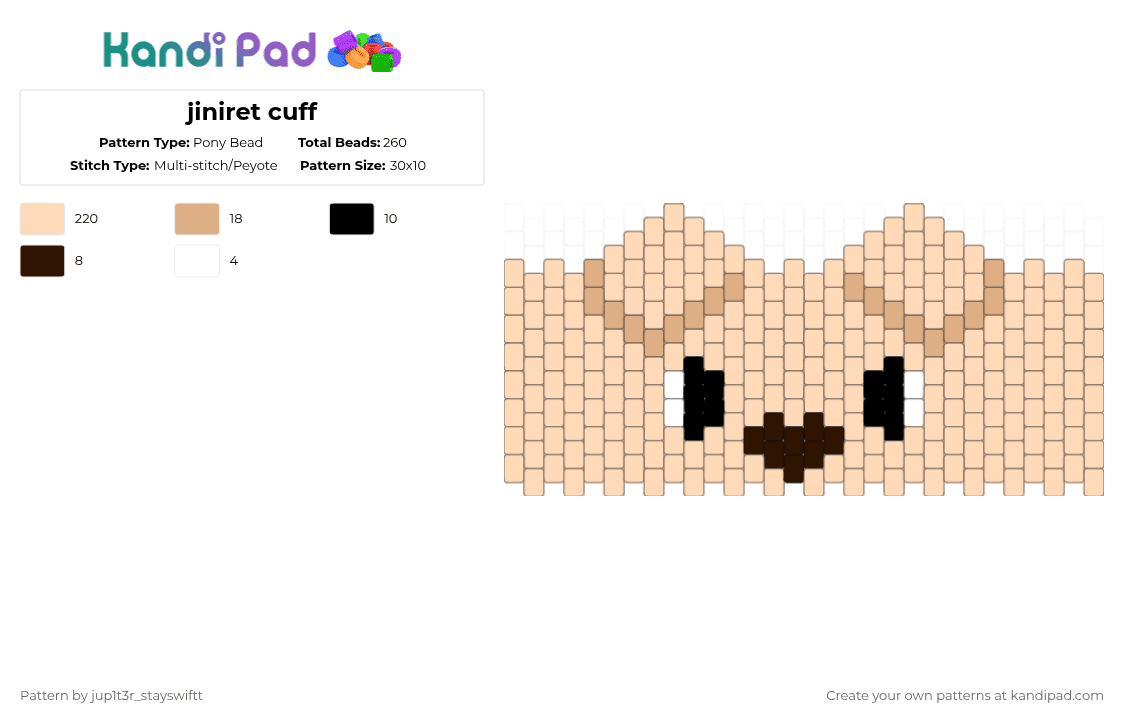 puppym cuff - Pony Bead Pattern by jup1t3r_stayswiftt on Kandi Pad - beige,skz,cuff,black,white
