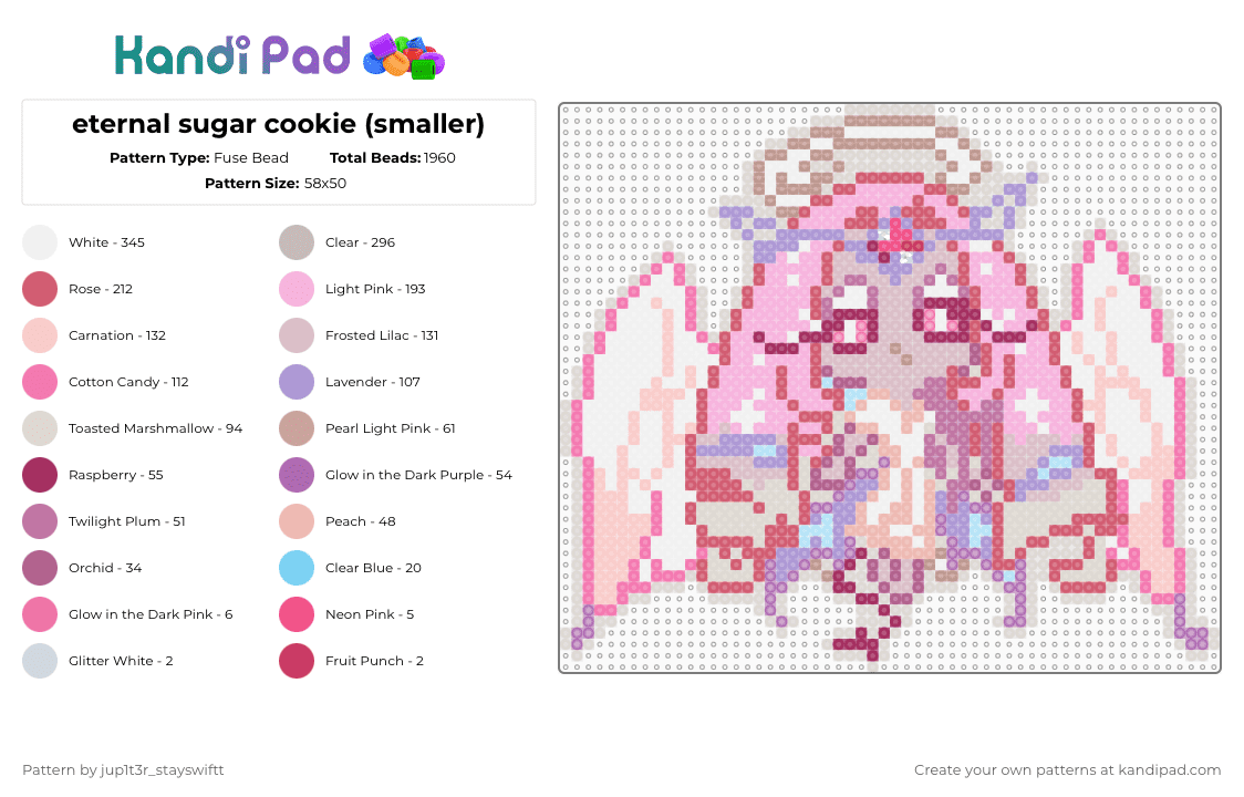eternal sugar cookie (smaller) - Fuse Bead Pattern by jup1t3r_stayswiftt on Kandi Pad - pink,beige