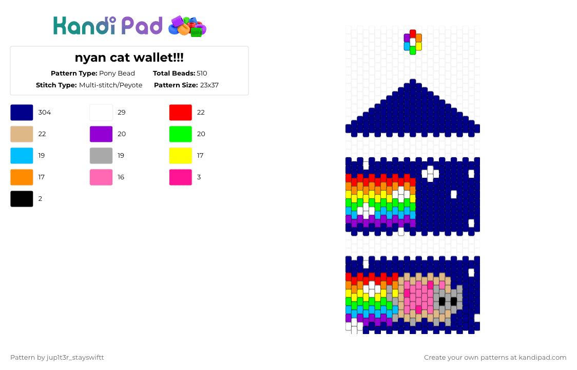 nyan cat wallet!!! - Pony Bead Pattern by jup1t3r_stayswiftt on Kandi Pad - purple
