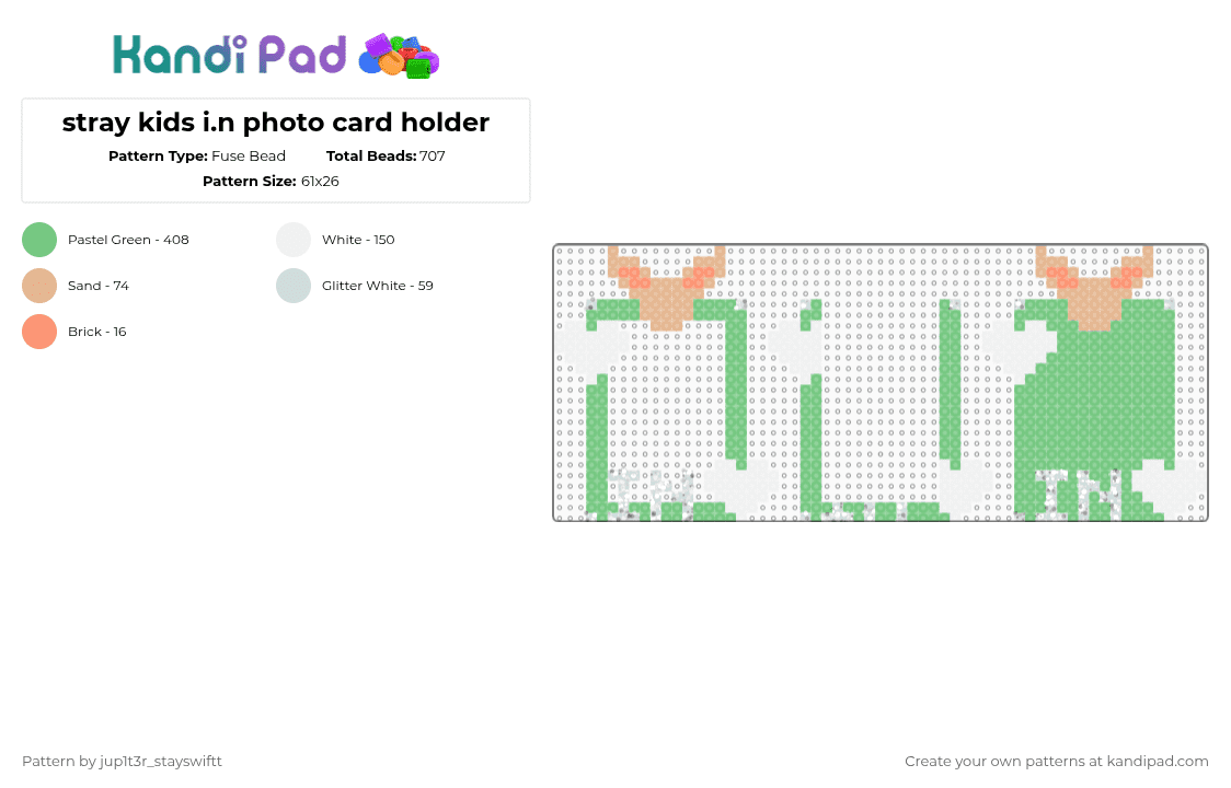 stray kids i.n photo card holder - Fuse Bead Pattern by jup1t3r_stayswiftt on Kandi Pad - teal