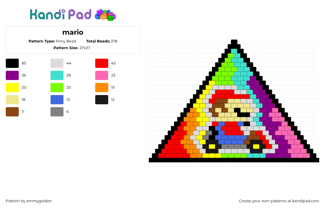 mario - Pony Bead Pattern by emmygolden on Kandi Pad - 