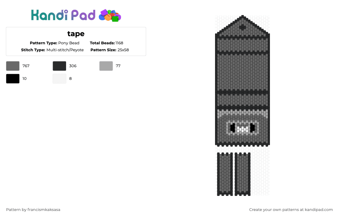 tape - Pony Bead Pattern by francismkaksasa on Kandi Pad - gray