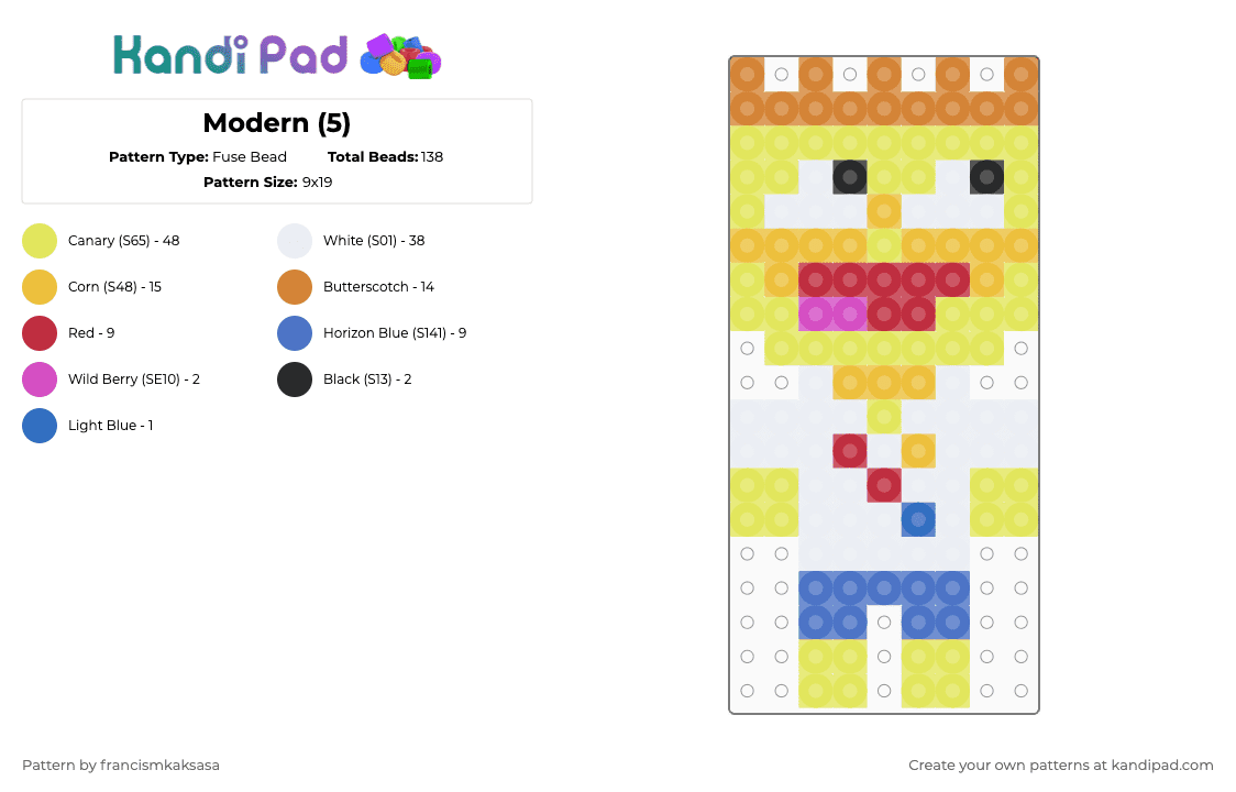 Modern (5) - Fuse Bead Pattern by francismkaksasa on Kandi Pad - yellow