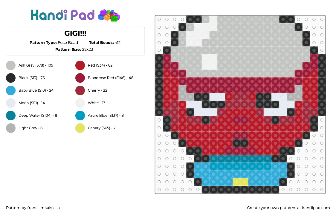 GIGI!!! - Fuse Bead Pattern by francismkaksasa on Kandi Pad - beige, red