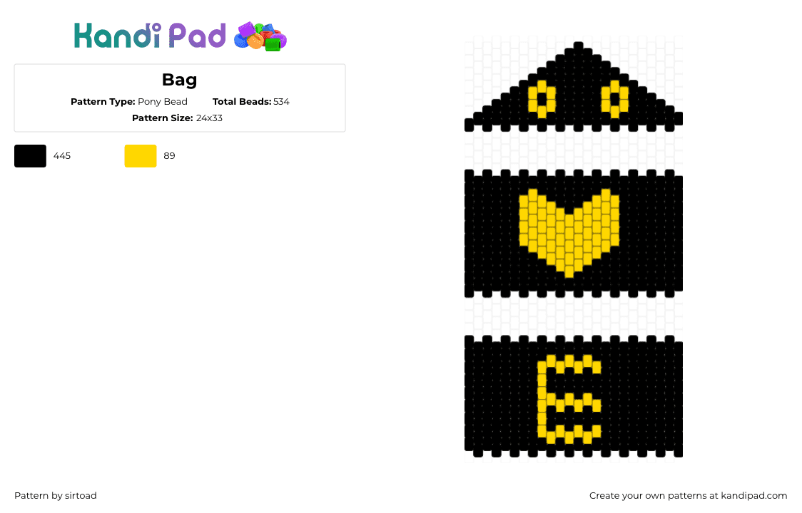 Bag - Pony Bead Pattern by sirtoad on Kandi Pad - 