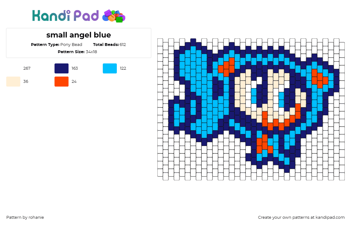 small angel blue - Pony Bead Pattern by rohanie on Kandi Pad - angel blue,japan