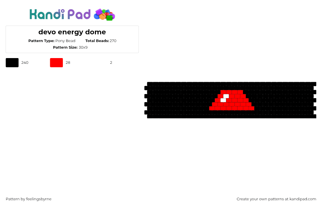 devo energy dome - Pony Bead Pattern by feelingsbyrne on Kandi Pad - devo,energy dome,hat,cuff,music,simple,band,black,red