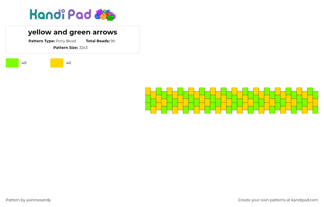 yellow and green arrows - Pony Bead Pattern by asininesandy on Kandi Pad - 