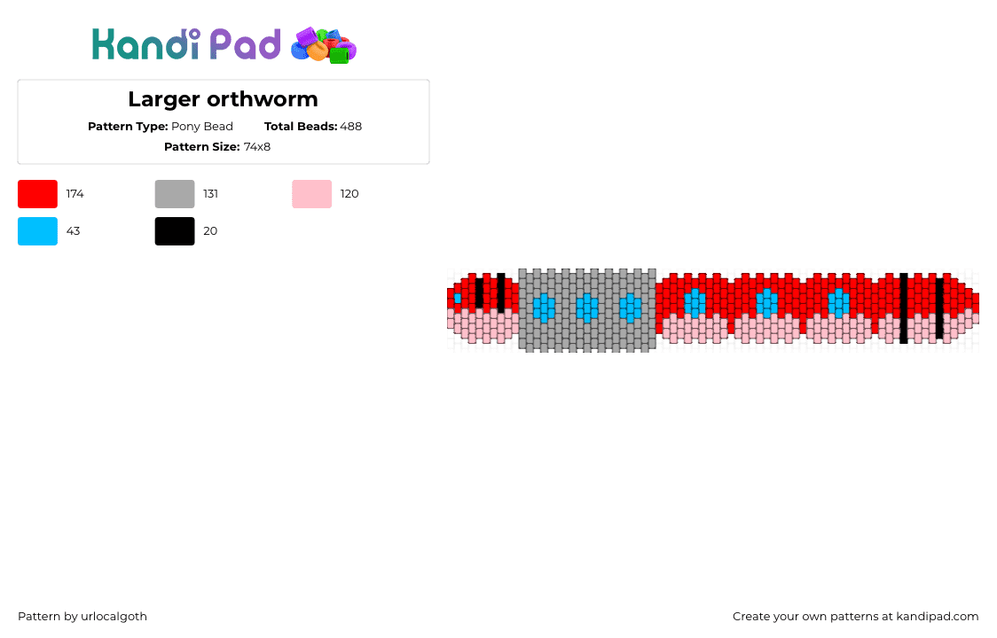 Larger orthworm - Pony Bead Pattern by urlocalgoth on Kandi Pad - 