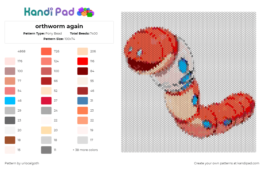 orthworm again - Pony Bead Pattern by urlocalgoth on Kandi Pad - 