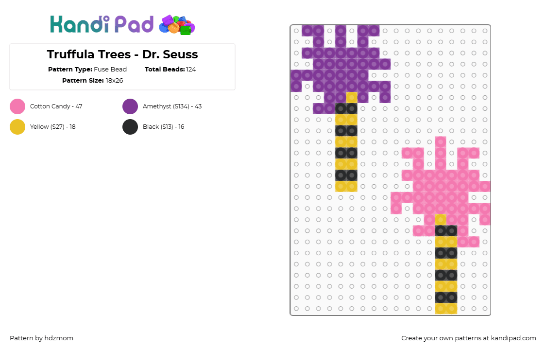 Truffula Trees - Dr. Seuss - Fuse Bead Pattern by hdzmom on Kandi Pad - 