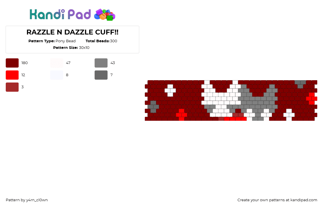 RAZZLE N DAZZLE CUFF!! - Pony Bead Pattern by y4rn_cl0wn on Kandi Pad - brown,dandys world,razzle and dazzle,cuff