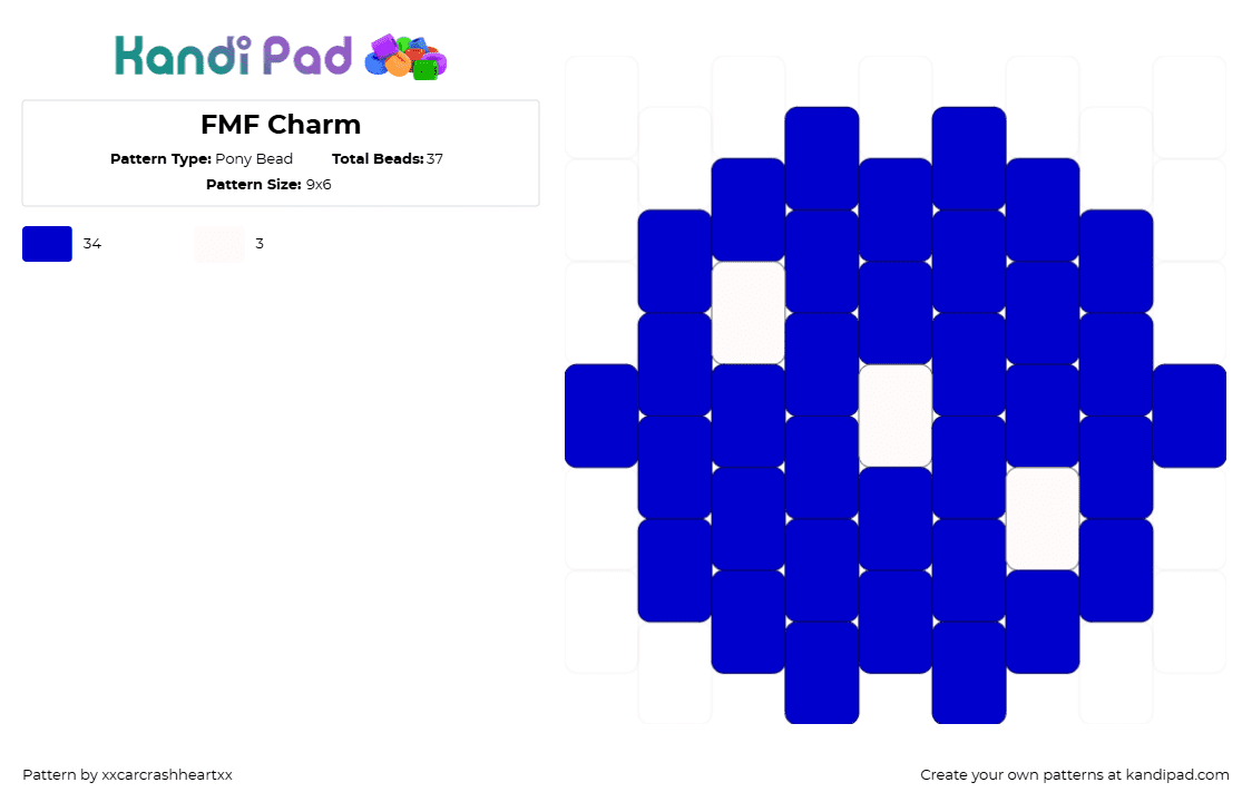 FMF Charm - Pony Bead Pattern by xxcarcrashheartxx on Kandi Pad - 