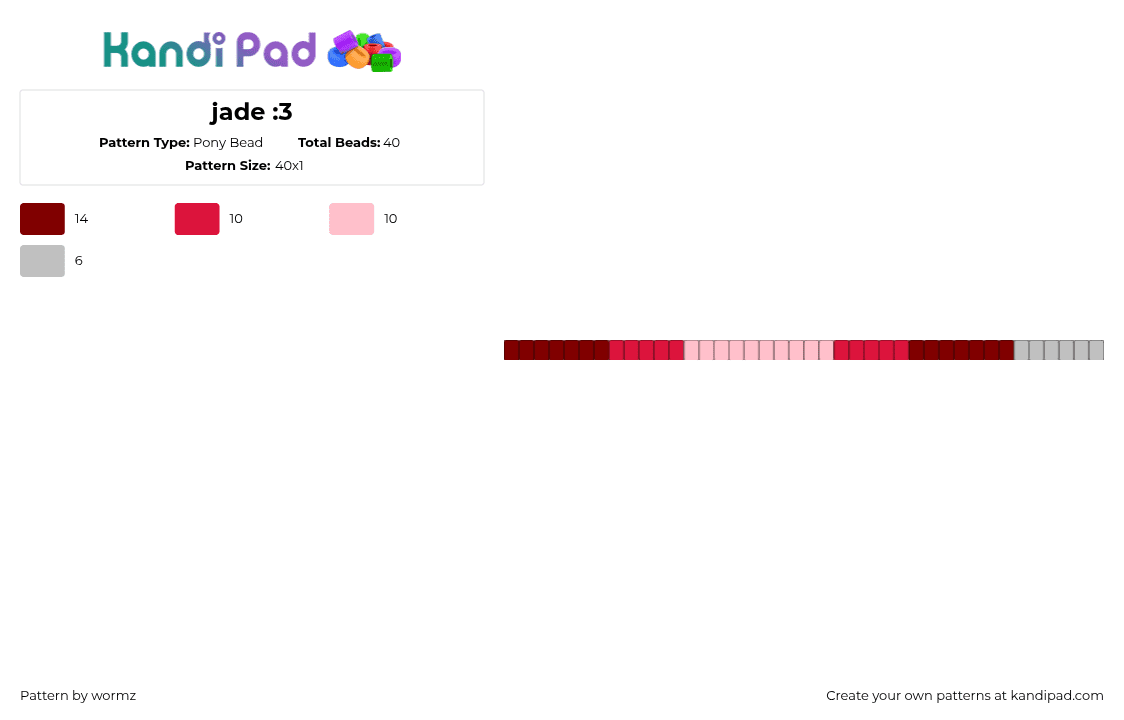 jade :3 - Pony Bead Pattern by wormz on Kandi Pad - 