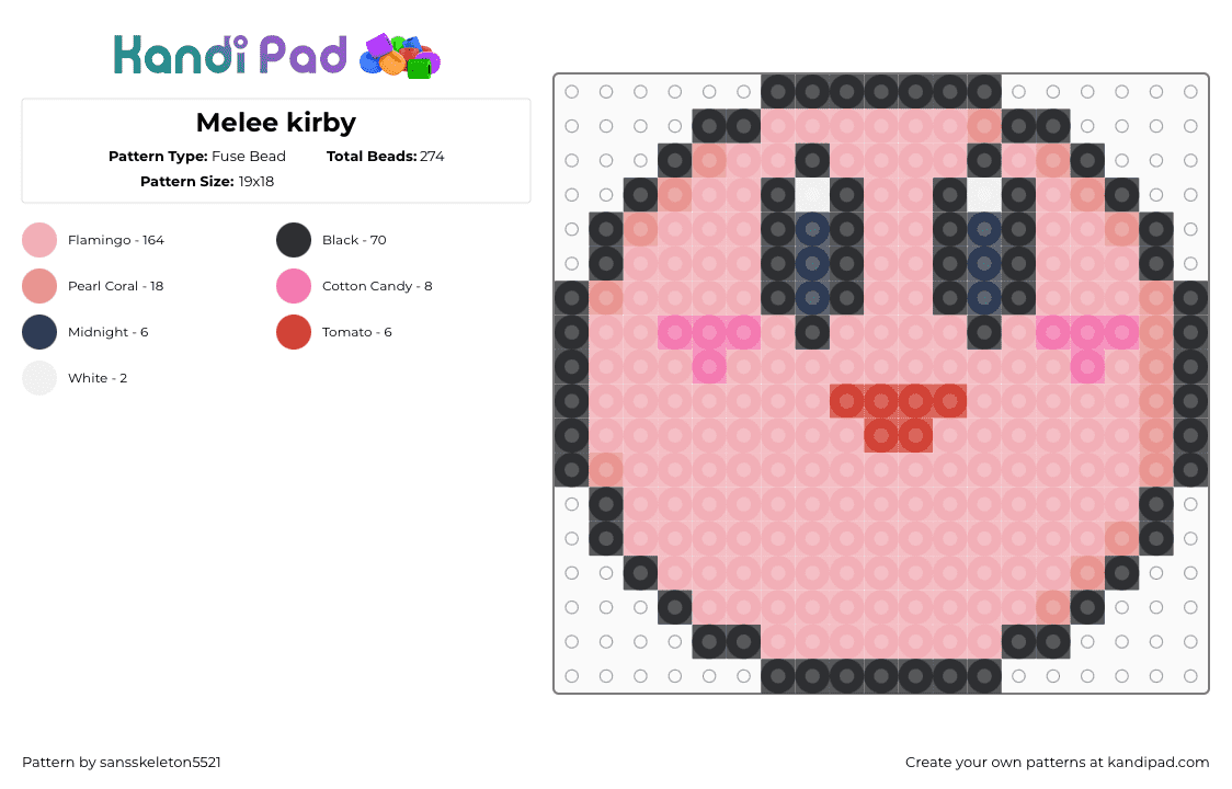 Melee kirby - Fuse Bead Pattern by sansskeleton5521 on Kandi Pad - beige