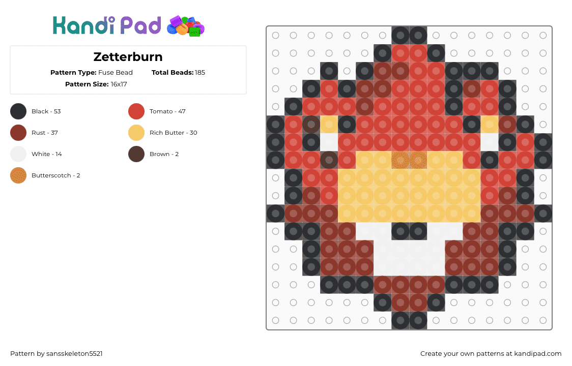 Zetterburn - Fuse Bead Pattern by sansskeleton5521 on Kandi Pad - zetterburn,rivals of aether,lion,head,gaming,video game,animal