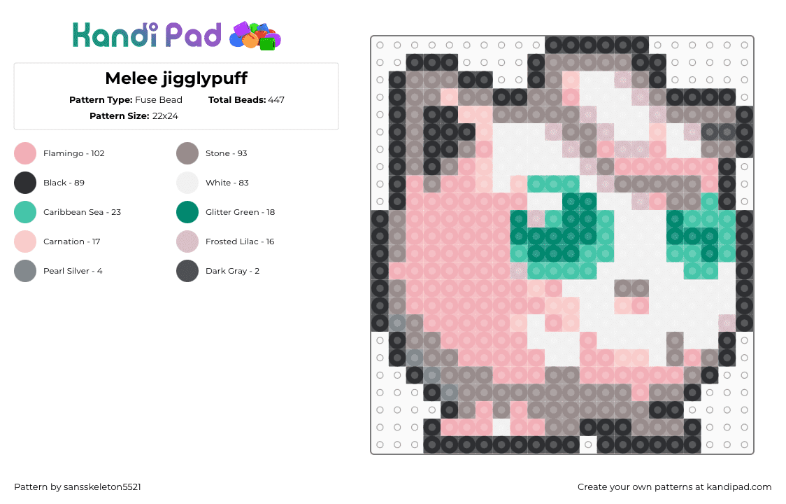 Melee jigglypuff - Fuse Bead Pattern by sansskeleton5521 on Kandi Pad - gray,beige