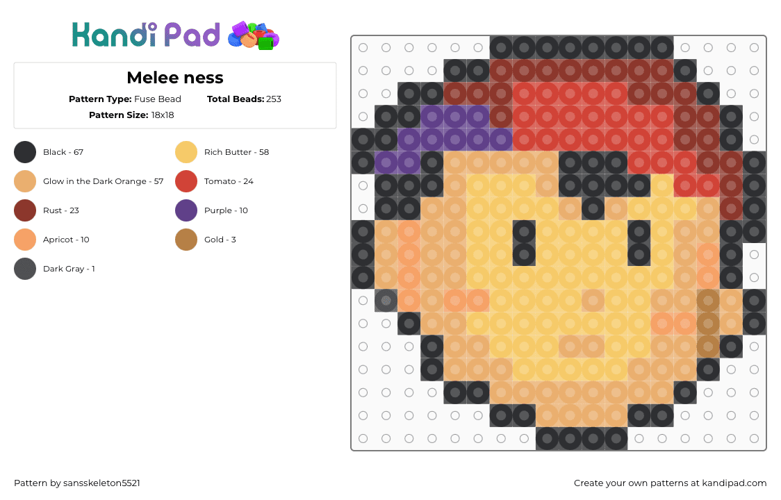Melee ness - Fuse Bead Pattern by sansskeleton5521 on Kandi Pad - red,orange,yellow