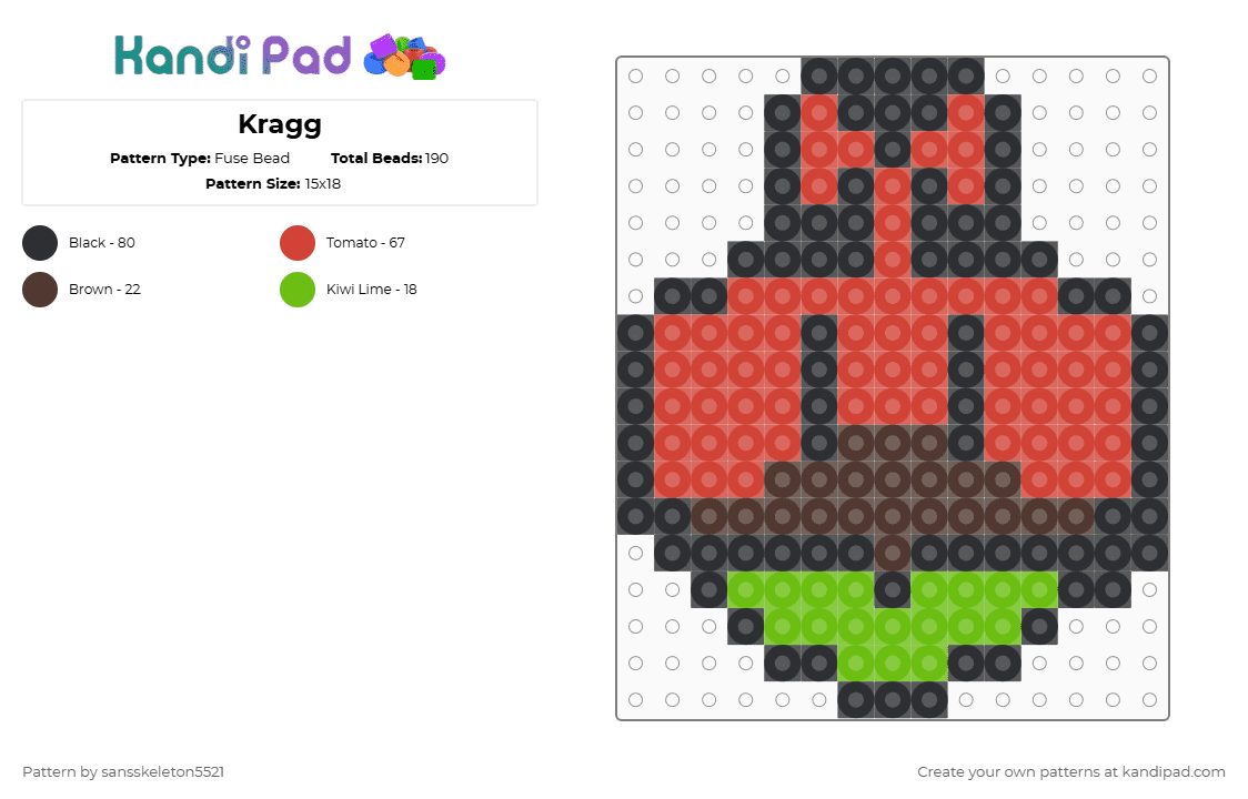 Kragg - Fuse Bead Pattern by sansskeleton5521 on Kandi Pad - red