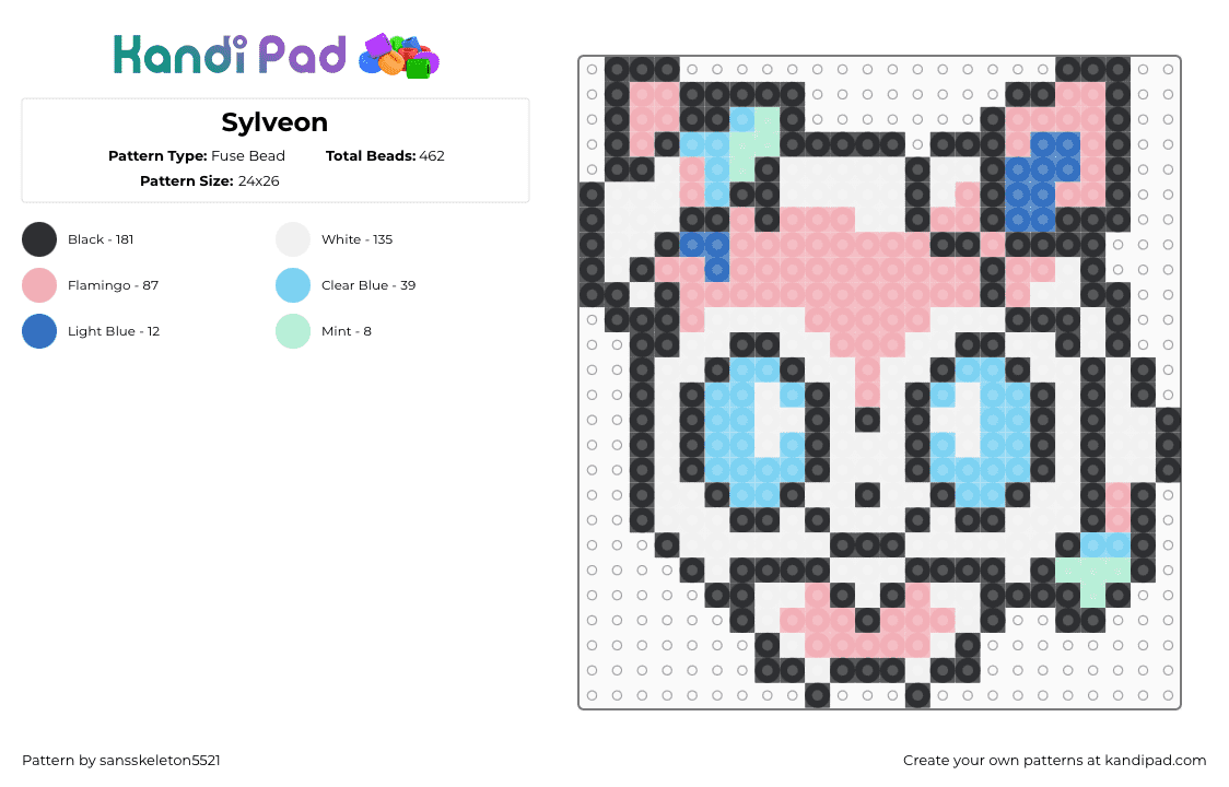 Sylveon - Fuse Bead Pattern by sansskeleton5521 on Kandi Pad - beige,light blue