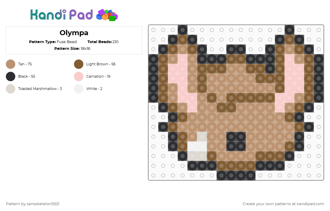 Olympa - Fuse Bead Pattern by sansskeleton5521 on Kandi Pad - tan,beige