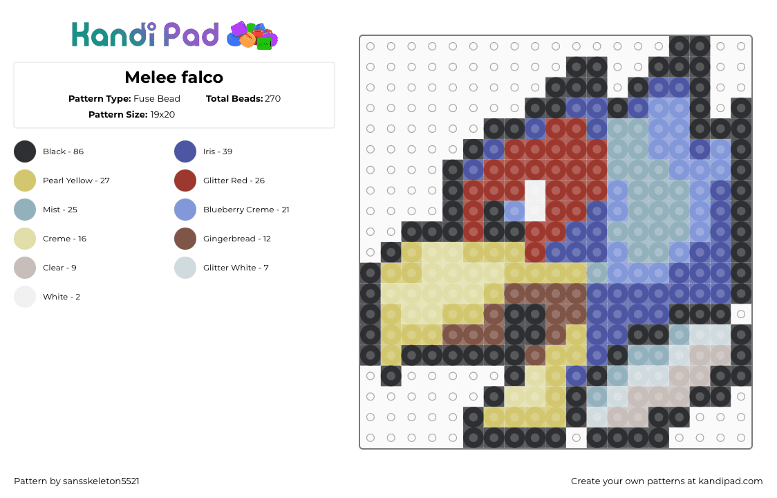 Melee falco - Fuse Bead Pattern by sansskeleton5521 on Kandi Pad - purple,light blue,yellow