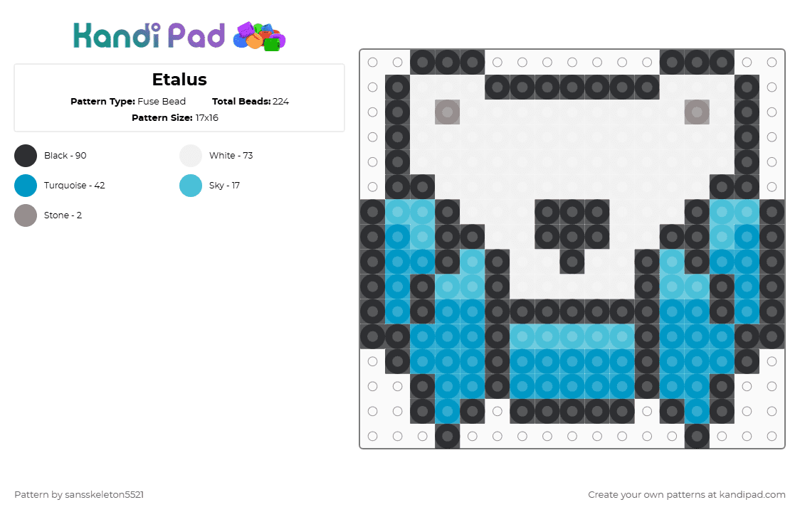 Etalus - Fuse Bead Pattern by sansskeleton5521 on Kandi Pad - etalus,rivals of aether,character,head,gaming,video game,light blue