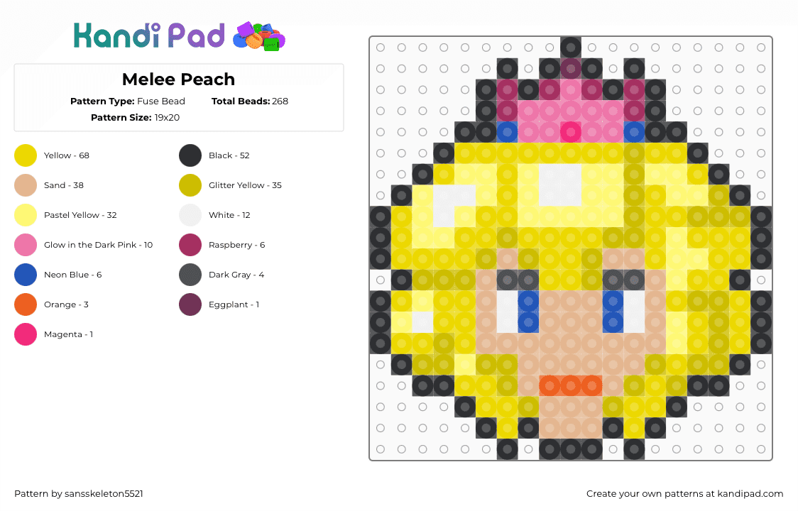 Melee Peach - Fuse Bead Pattern by sansskeleton5521 on Kandi Pad - yellow,beige