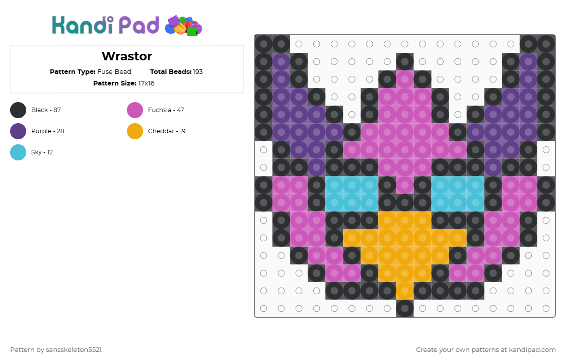 Wrastor - Fuse Bead Pattern by sansskeleton5521 on Kandi Pad - purple,pink