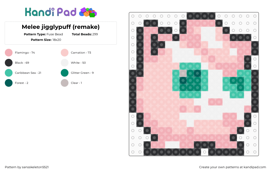 Melee jigglypuff (remake) - Fuse Bead Pattern by sansskeleton5521 on Kandi Pad - beige