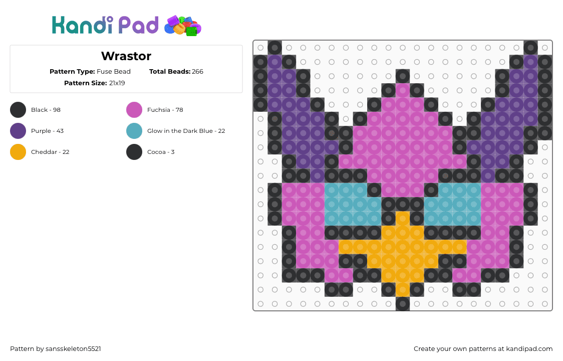 Wrastor - Fuse Bead Pattern by sansskeleton5521 on Kandi Pad - 