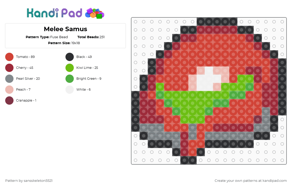 Melee Samus - Fuse Bead Pattern by sansskeleton5521 on Kandi Pad - red