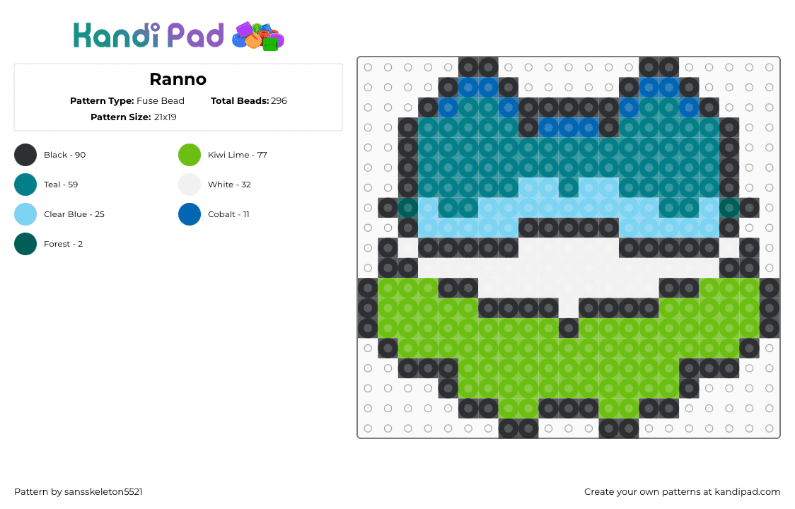 Ranno - Fuse Bead Pattern by sansskeleton5521 on Kandi Pad - 