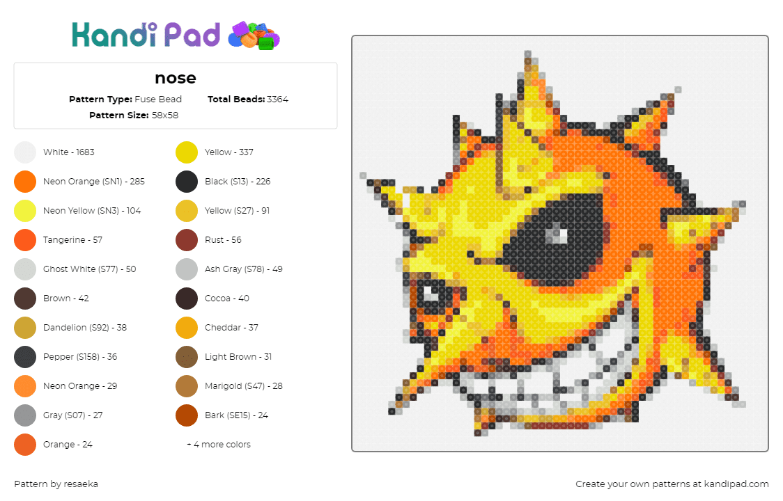 nose - Fuse Bead Pattern by resaeka on Kandi Pad - 