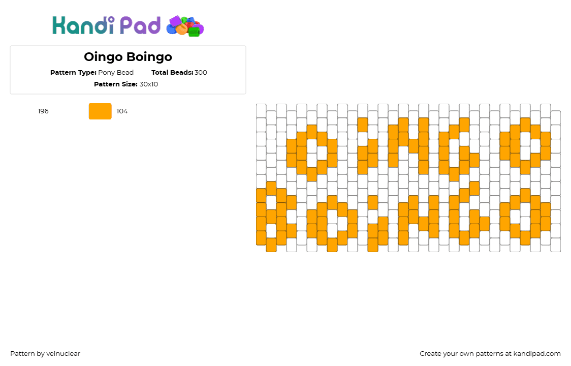 Oingo Boingo - Pony Bead Pattern by veinuclear on Kandi Pad - 