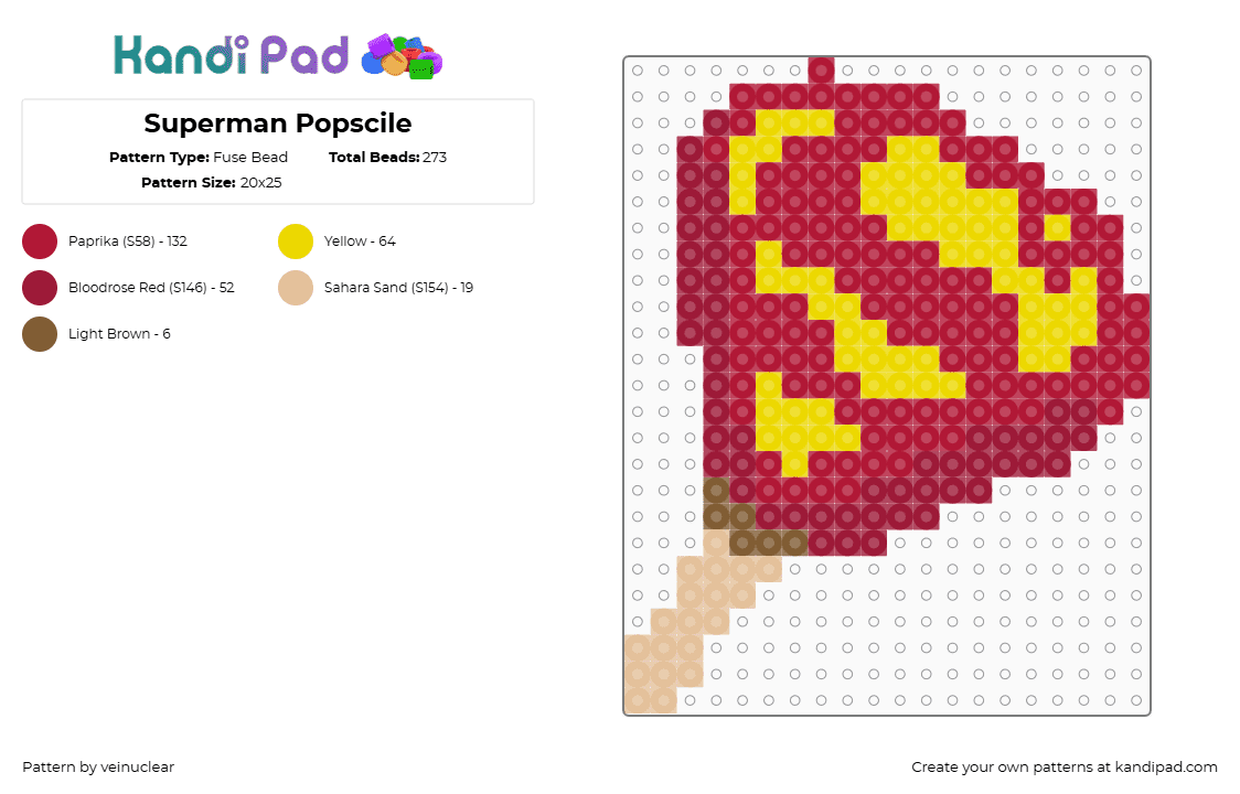 Superman Popscile - Fuse Bead Pattern by veinuclear on Kandi Pad - 