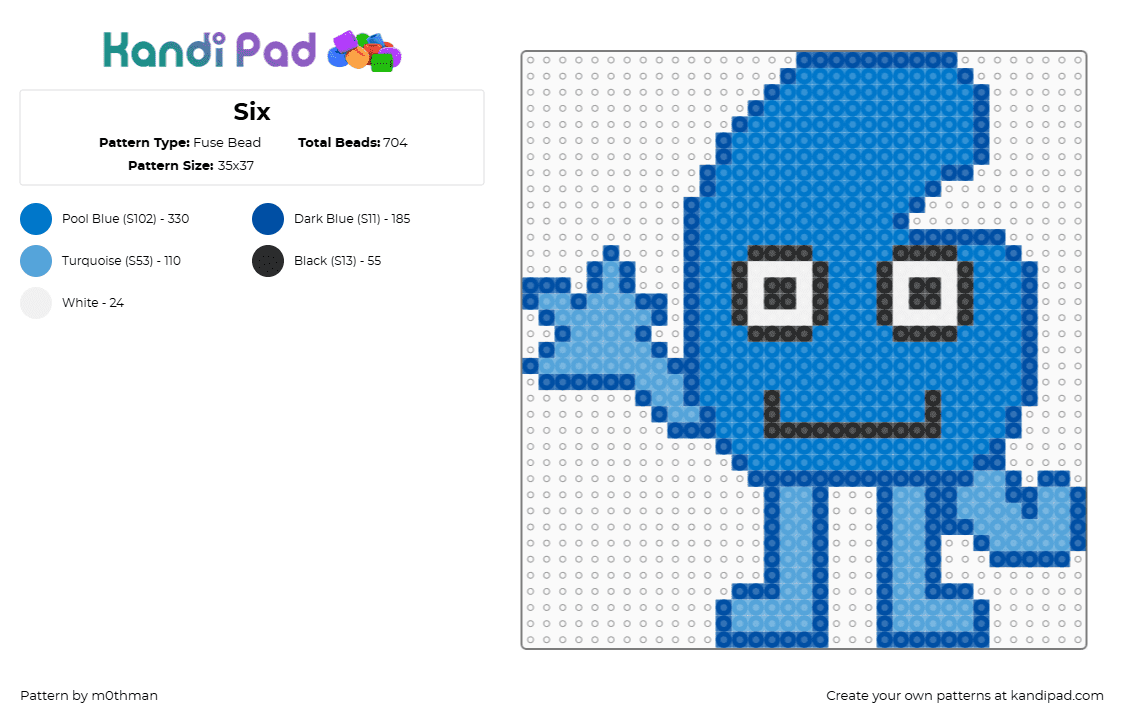 Six - Fuse Bead Pattern by m0thman on Kandi Pad - 