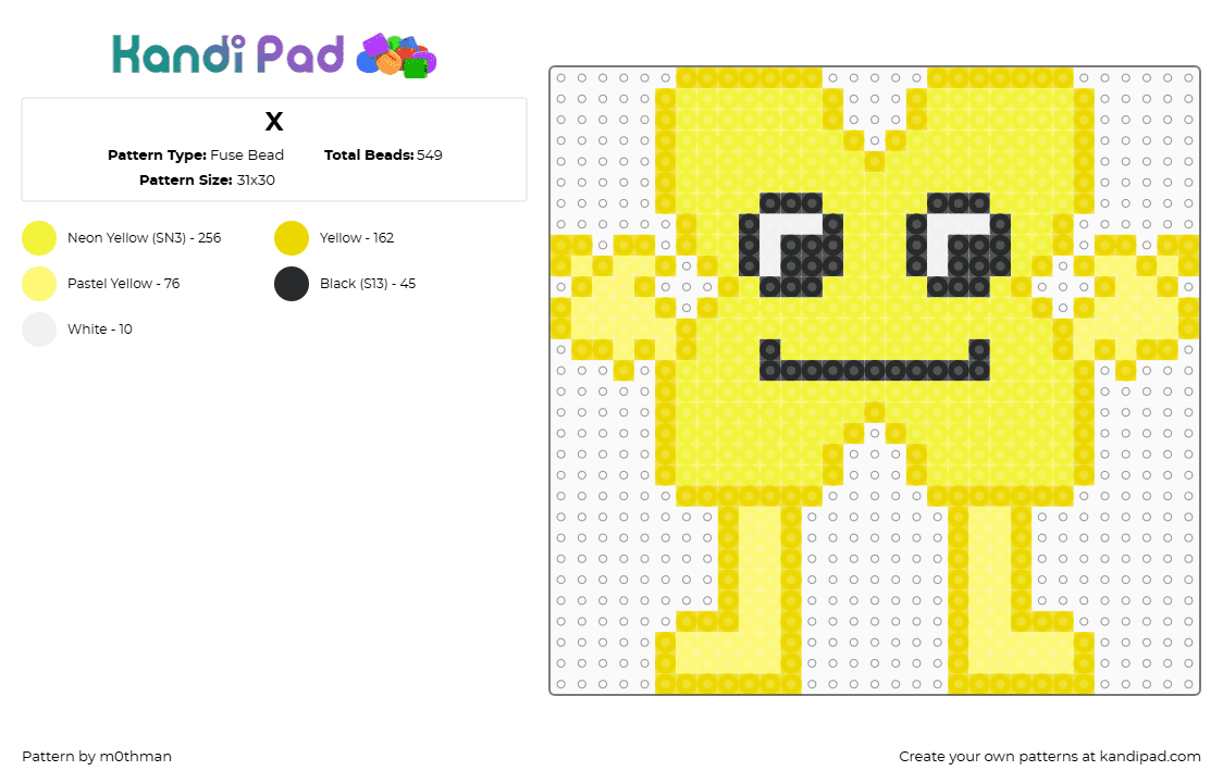X - Fuse Bead Pattern by m0thman on Kandi Pad - 