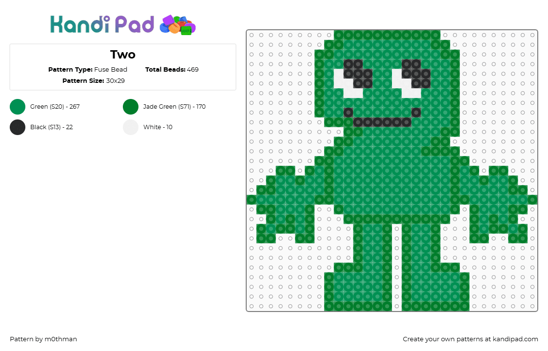 Two - Fuse Bead Pattern by m0thman on Kandi Pad - 