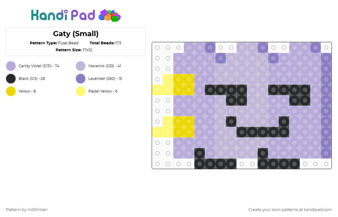 Gaty (Small) - Fuse Bead Pattern by m0thman on Kandi Pad - pink