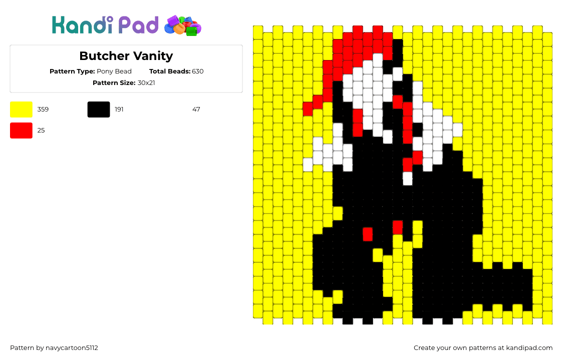 Butcher Vanity - Pony Bead Pattern by navycartoon5112 on Kandi Pad - 