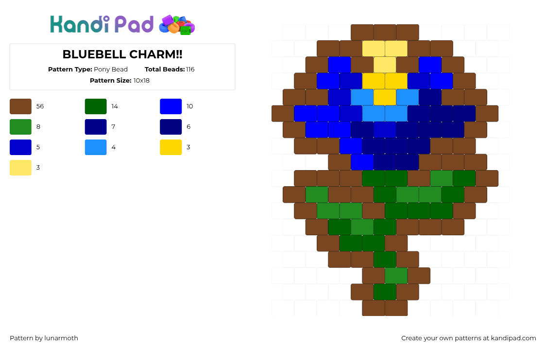 BLUEBELL CHARM!! - Pony Bead Pattern by lunarmoth on Kandi Pad - 