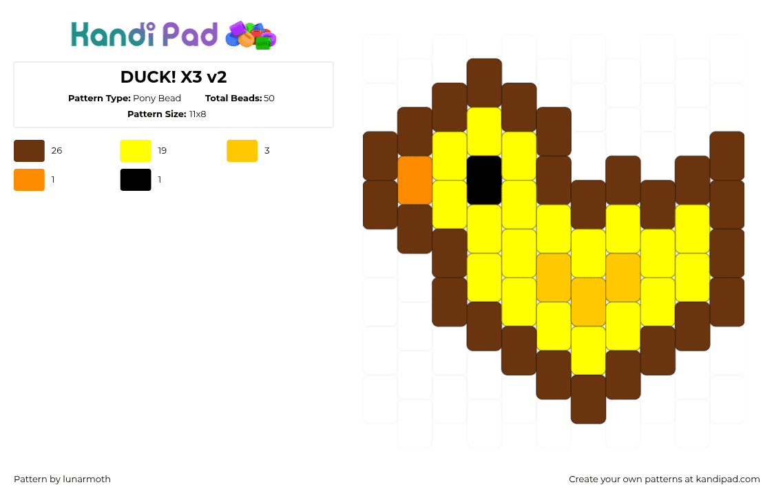 DUCK! X3 v2 - Pony Bead Pattern by lunarmoth on Kandi Pad - 