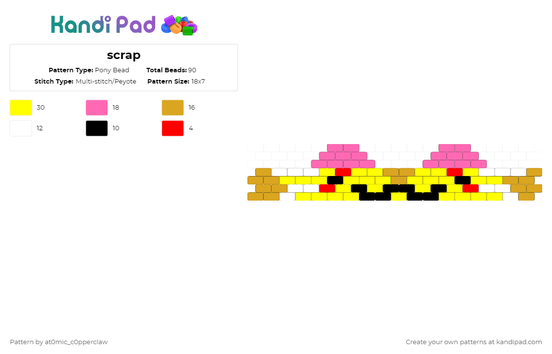 scrap - Pony Bead Pattern by at0mic_c0pperclaw on Kandi Pad - yellow,orange,pink