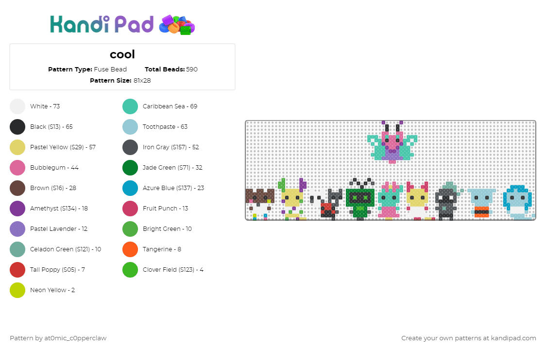 cool - Fuse Bead Pattern by at0mic_c0pperclaw on Kandi Pad - pink,green,purple,light blue,colorful