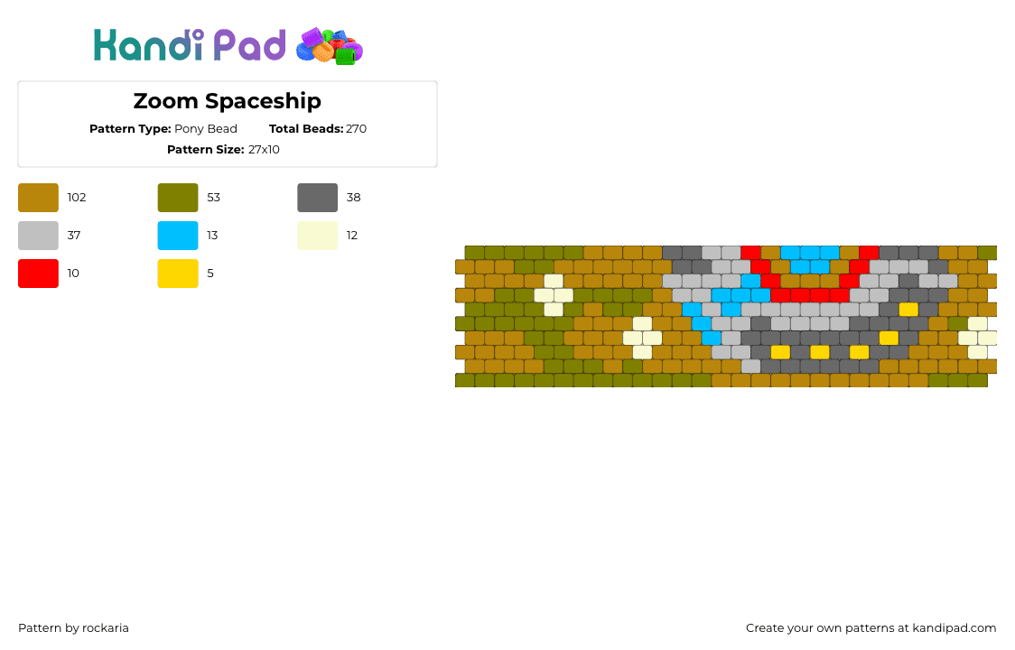 Zoom Spaceship - Pony Bead Pattern by rockaria on Kandi Pad - 