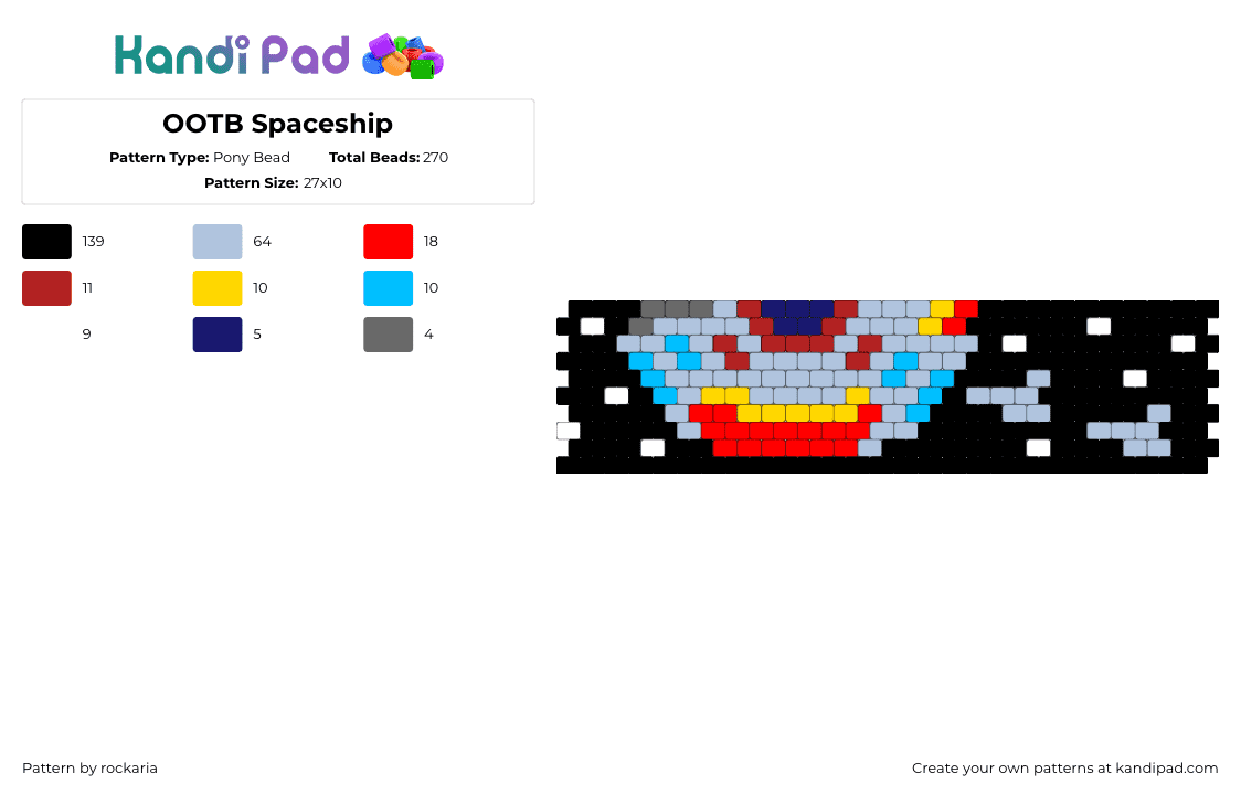 OOTB Spaceship - Pony Bead Pattern by rockaria on Kandi Pad - 