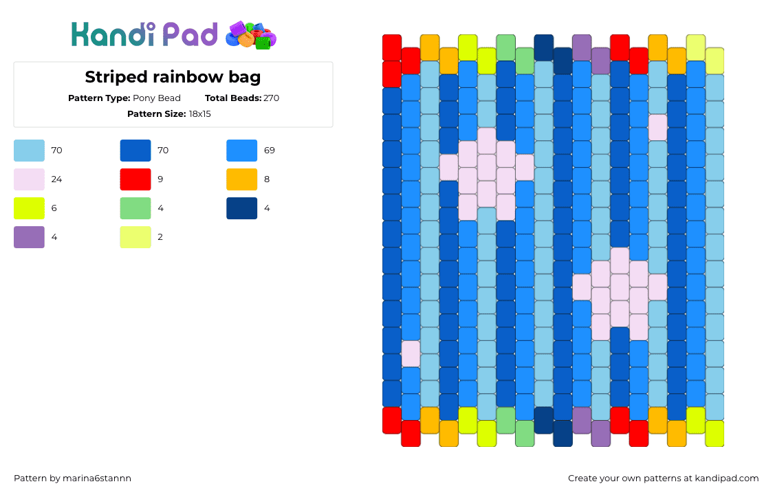 Striped rainbow bag - Pony Bead Pattern by marina6stannn on Kandi Pad - 