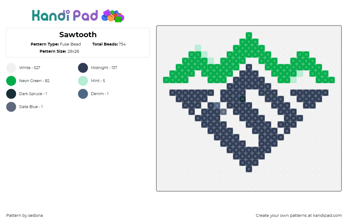 Sawtooth - Fuse Bead Pattern by sedona on Kandi Pad - 