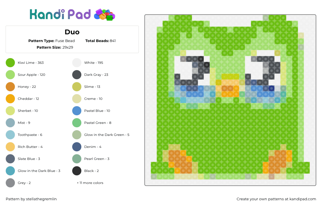 Duo - Fuse Bead Pattern by stellathegremlin on Kandi Pad - 